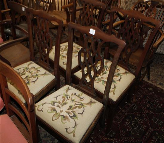 Four mahogany Chippendale style chairs